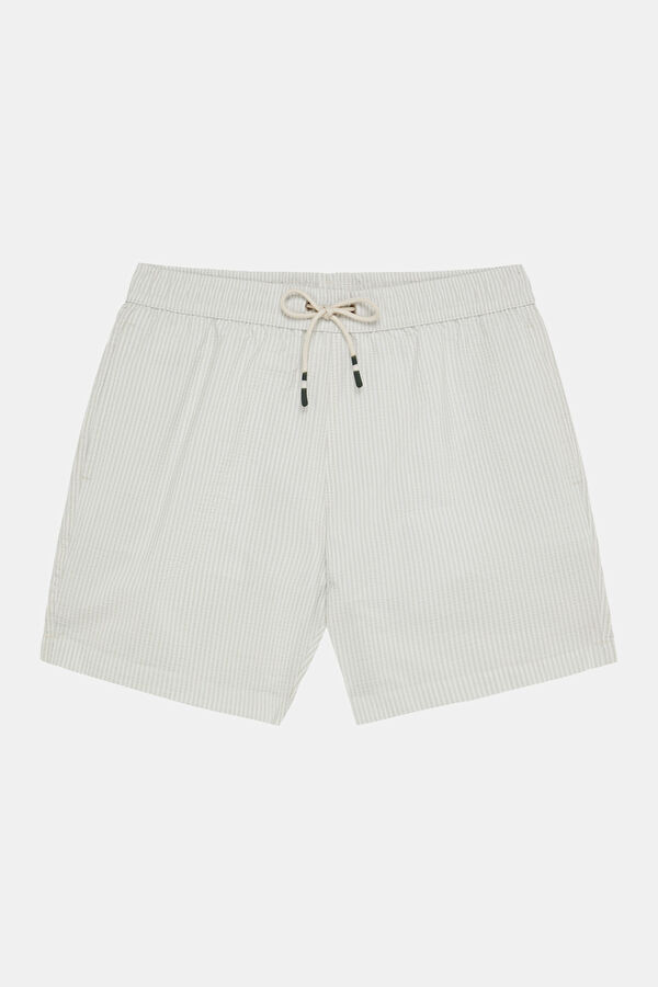 Light Grey Striped Elastic Swimsuit 4