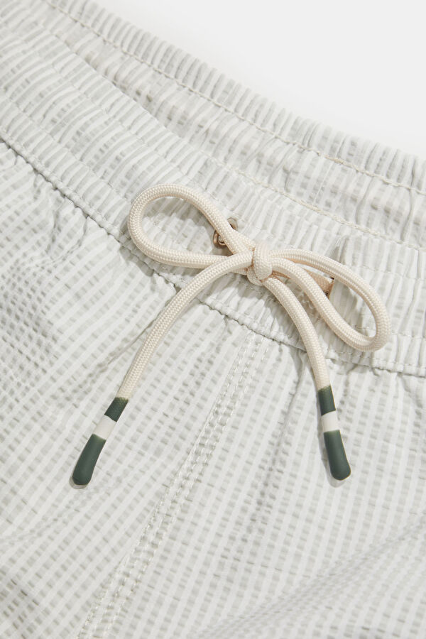 Light Grey Striped Elastic Swimsuit 6
