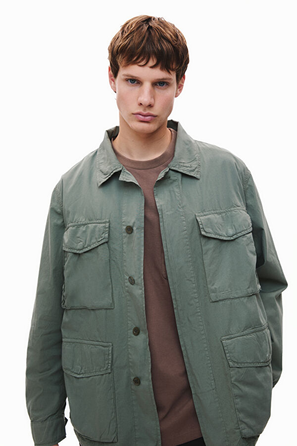 Khaki Buttoned Men's Jacket