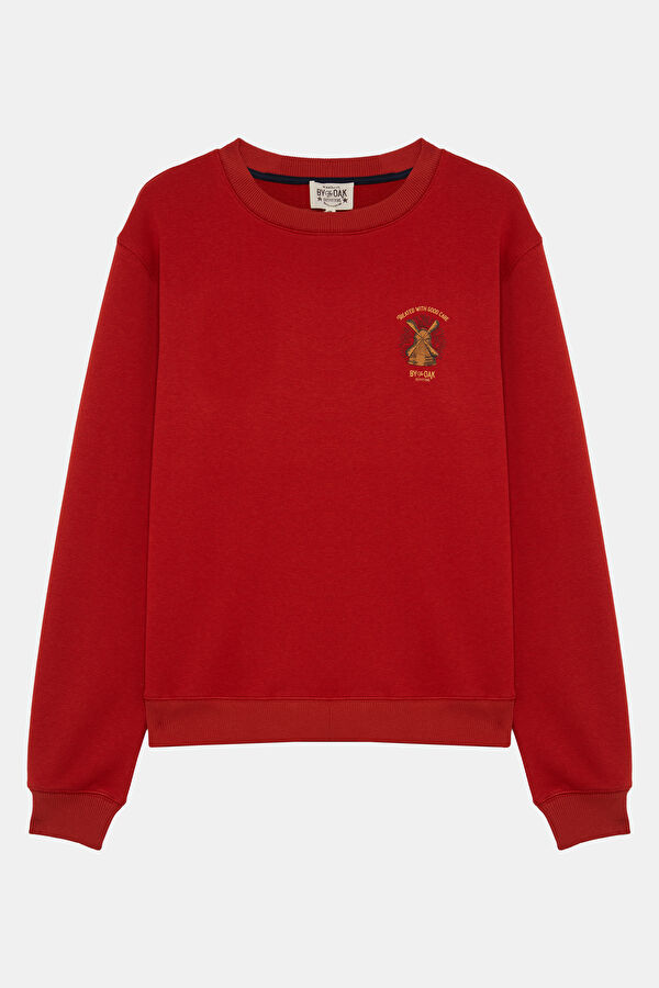 Bordo Bisiklet Yaka Erkek Sweatshirt 3
