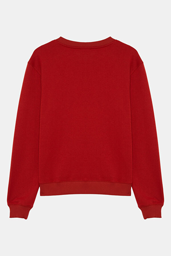 Bordo Bisiklet Yaka Erkek Sweatshirt 4