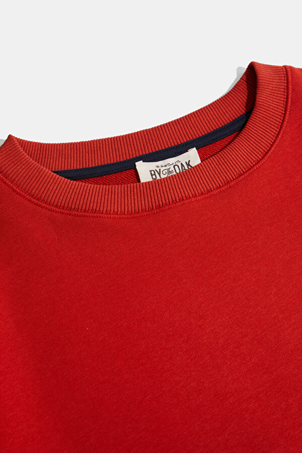 Bordo Bisiklet Yaka Erkek Sweatshirt 5