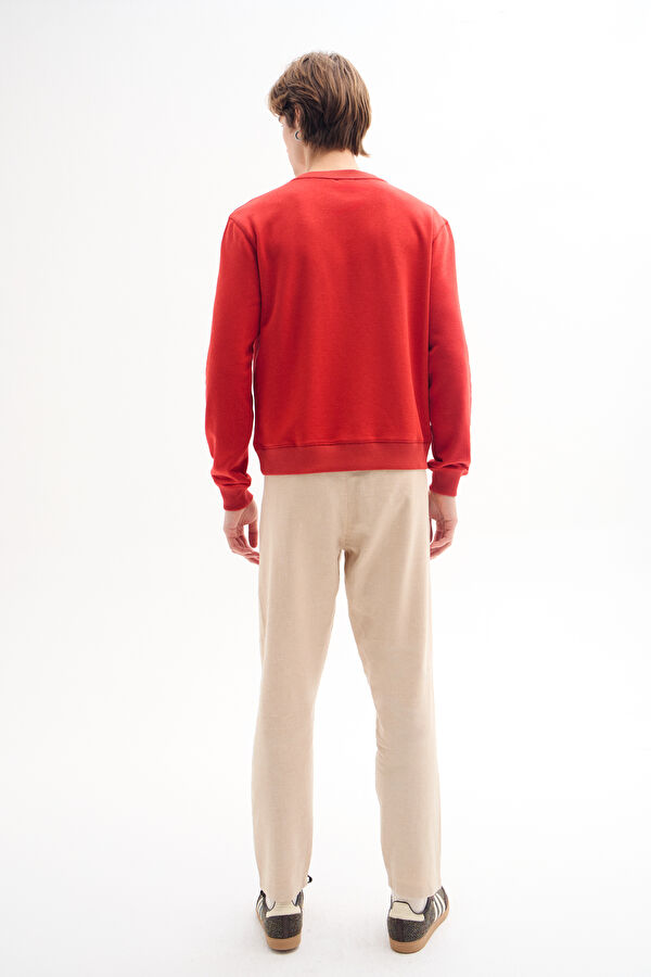 Bordo Bisiklet Yaka Erkek Sweatshirt 2
