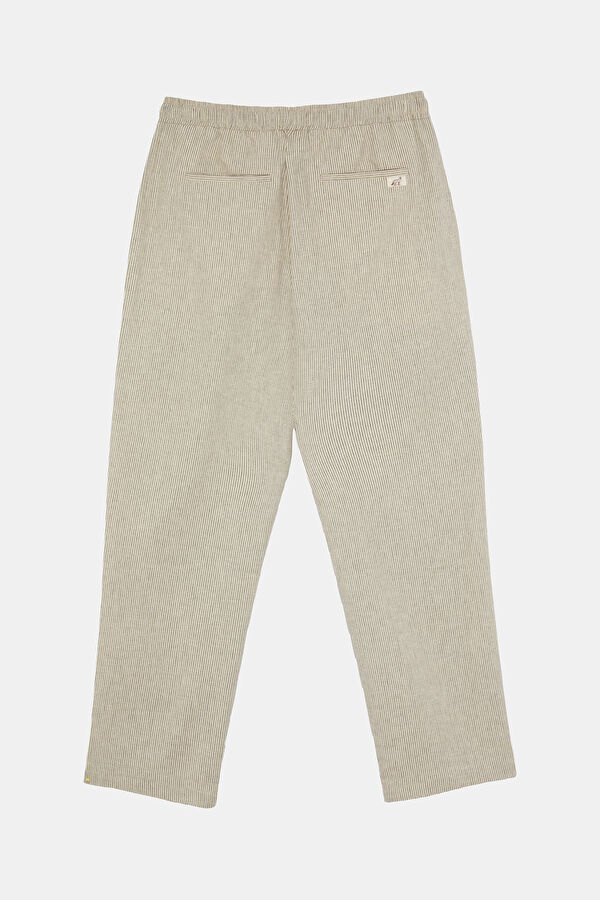 Gray Pipe Leg Linen Cotton Trousers 2