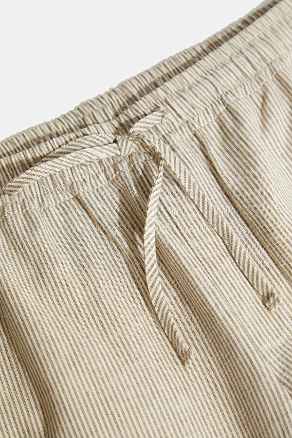 Gray Pipe Leg Linen Cotton Trousers 3