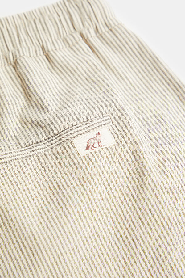 Gray Pipe Leg Linen Cotton Trousers 4