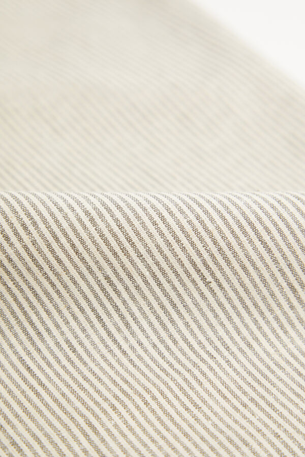 Gray Pipe Leg Linen Cotton Trousers 5