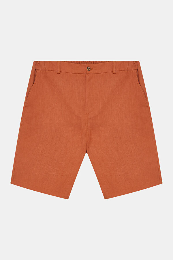 Coffee Brown Linen Cotton Men's Shorts 3