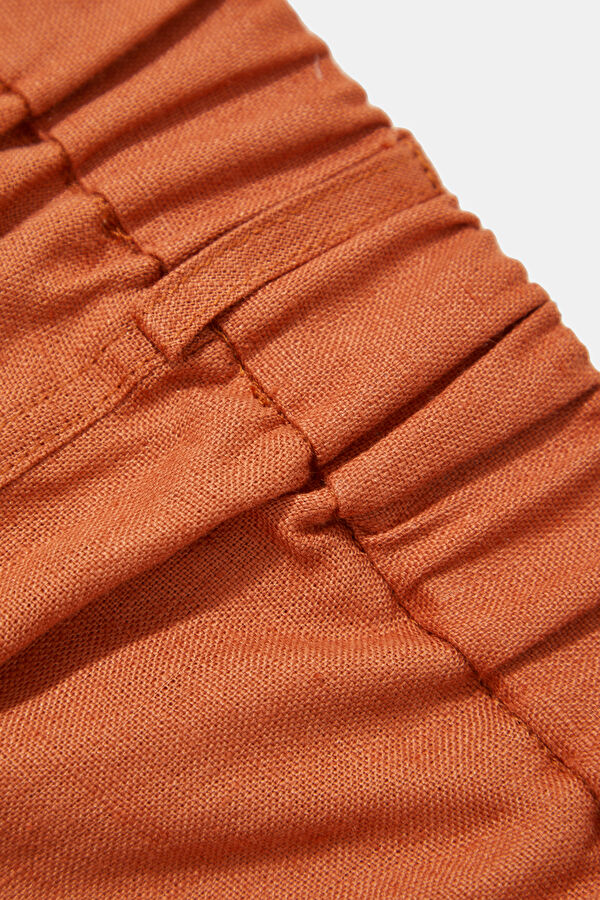 Coffee Brown Linen Cotton Men's Shorts 6