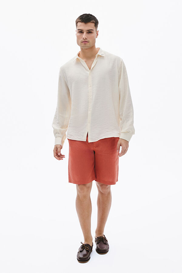 Coffee Brown Linen Cotton Men's Shorts