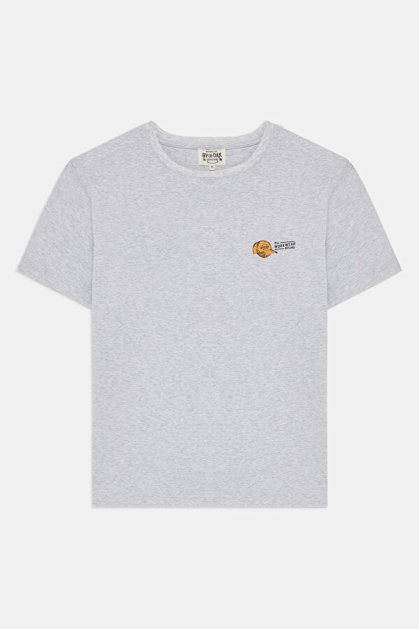 Relax Fit Grey Melange Crew Neck Printed Men's T-Shirt