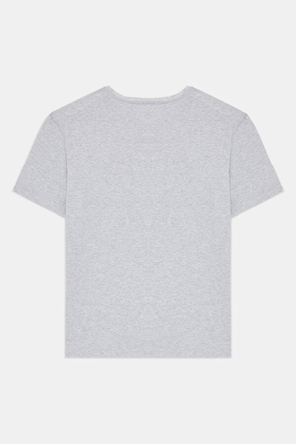 Relax Fit Grey Melange Crew Neck Printed Men's T-Shirt 2
