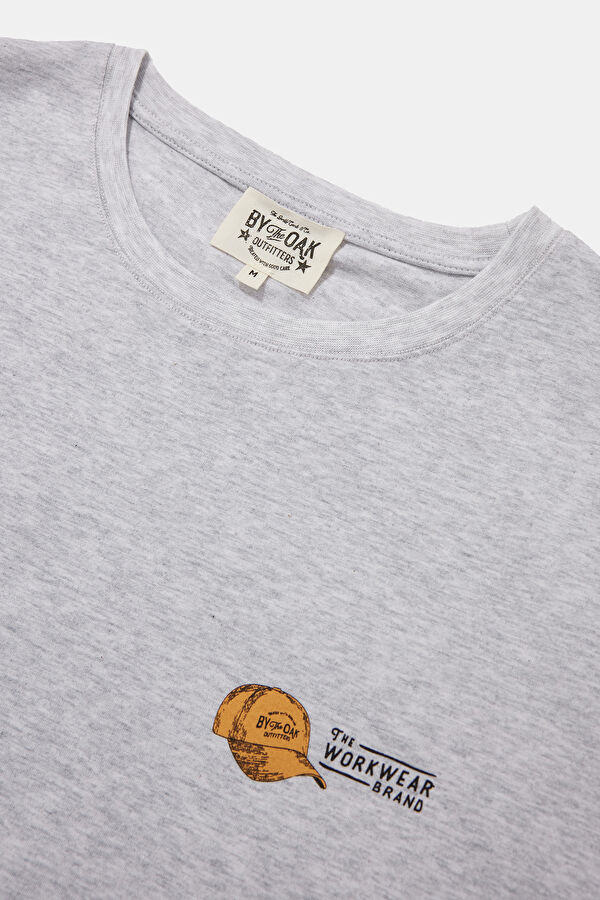 Relax Fit Grey Melange Crew Neck Printed Men's T-Shirt 3