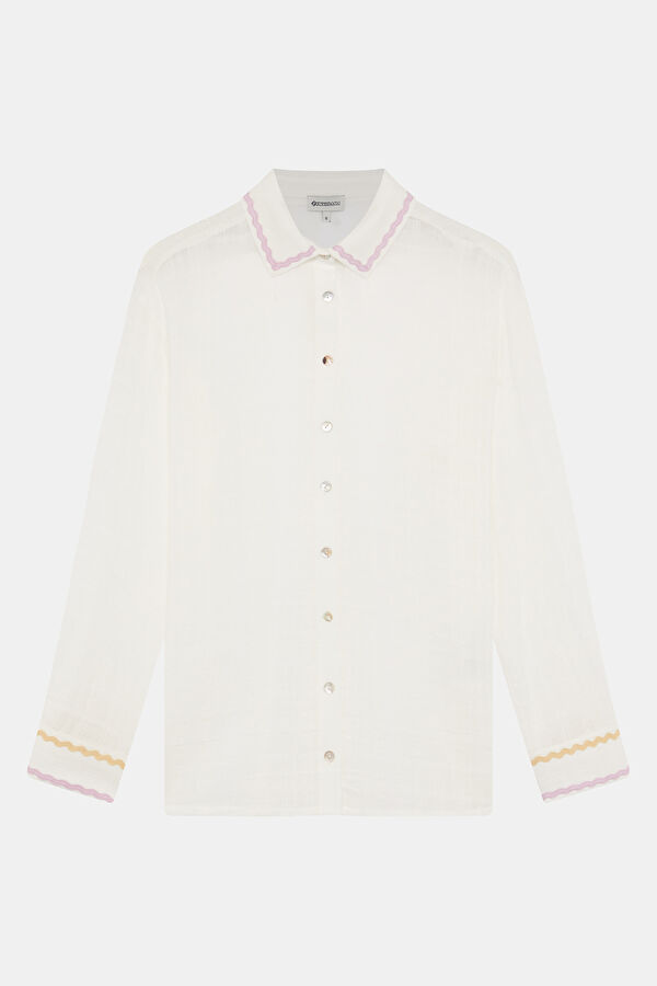 Oversize Off-White Embroidered Women's Shirt 3
