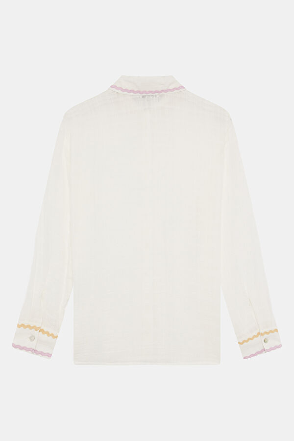Oversize Off-White Embroidered Women's Shirt 4
