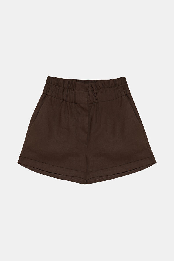 Coffee Brown Linen Women's Shorts 3