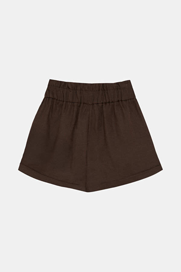 Coffee Brown Linen Women's Shorts 4