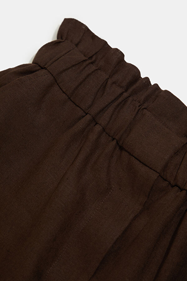 Coffee Brown Linen Women's Shorts 5