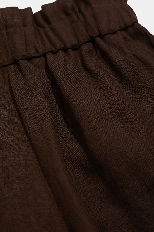 Coffee Brown Linen Women's Shorts 6