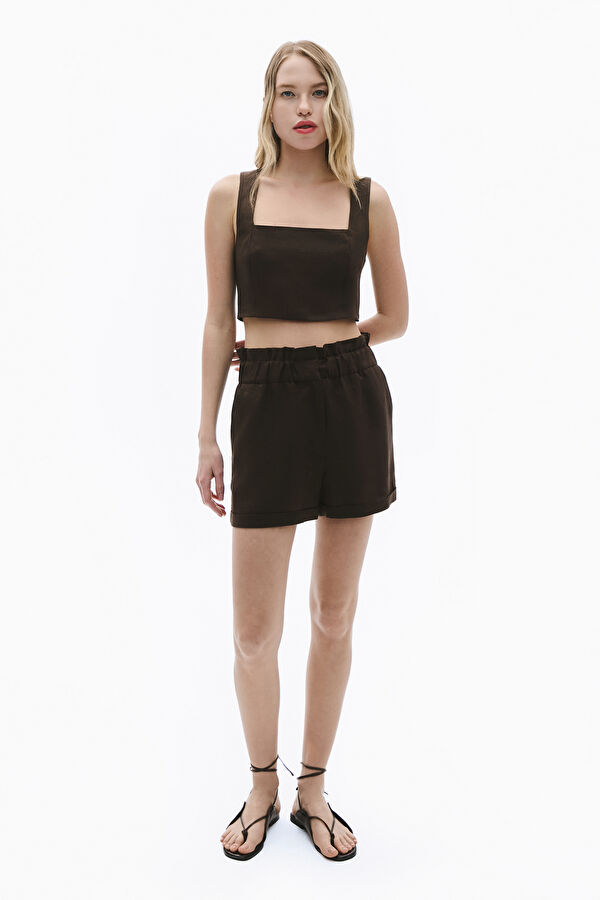 Coffee Brown Linen Women's Shorts
