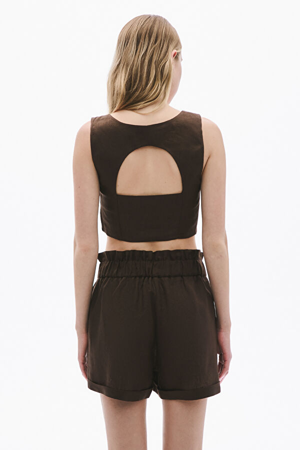 Coffee Brown Linen Women's Shorts 2