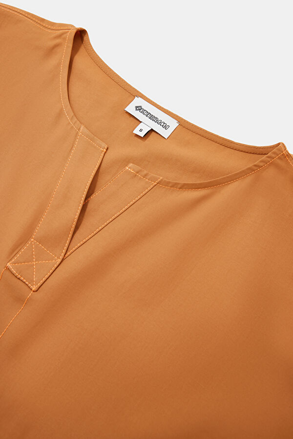 Camel Linen Sleeveless Women's Blouse 5