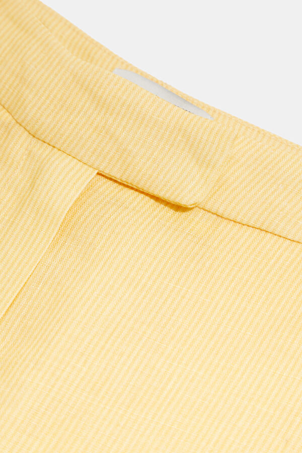 Yellow Linen Straight Leg Women's Trousers 5