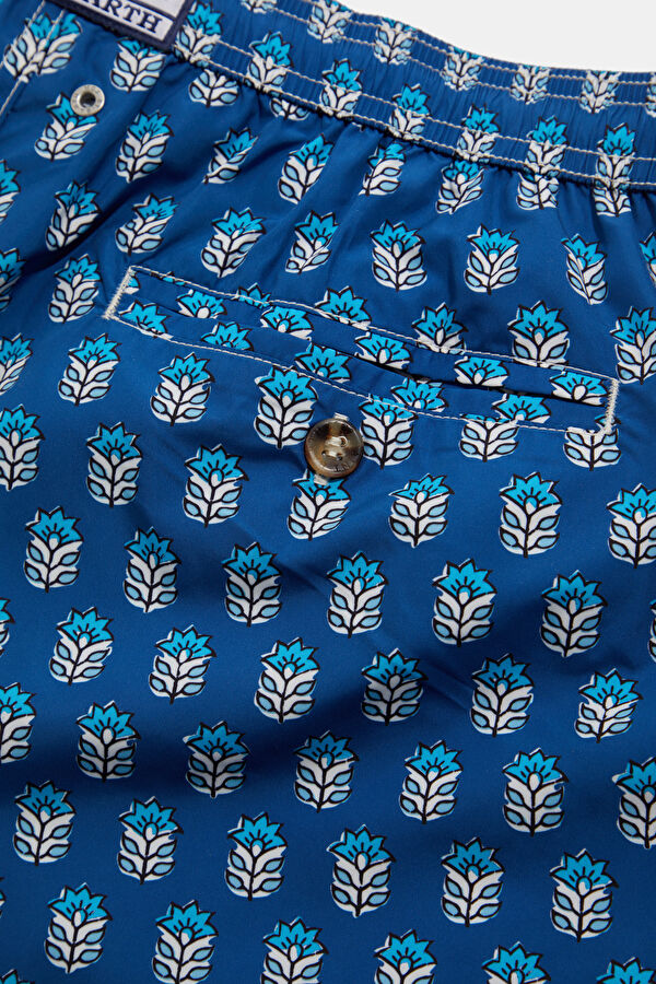 Blue Patterned Elastic Men's Swimsuit 6