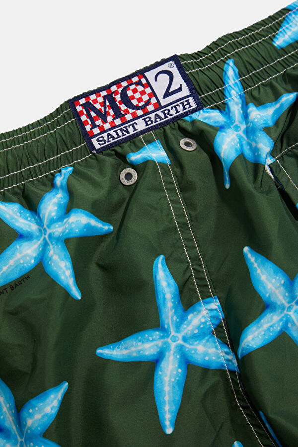 Khaki Patterned Elasticated Men's Swimsuit 4