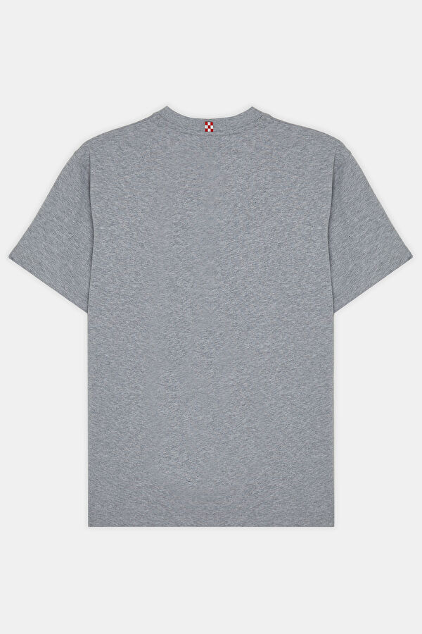 Gri Bisiklet Yaka Baskılı Erkek T-Shirt 4