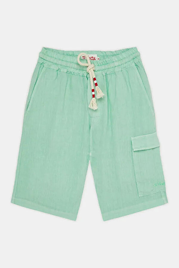 Green Linen Men's Shorts 2