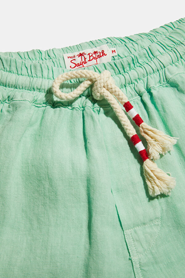 Green Linen Men's Shorts 4