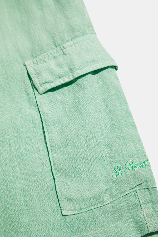 Green Linen Men's Shorts 5