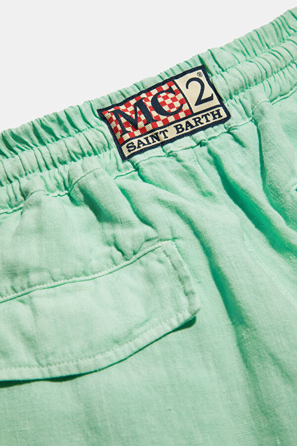 Green Linen Men's Shorts 6