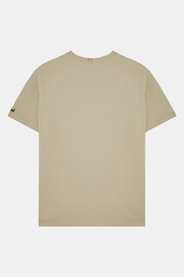 Beige Crew Neck Embroidered Men's T-Shirt 2