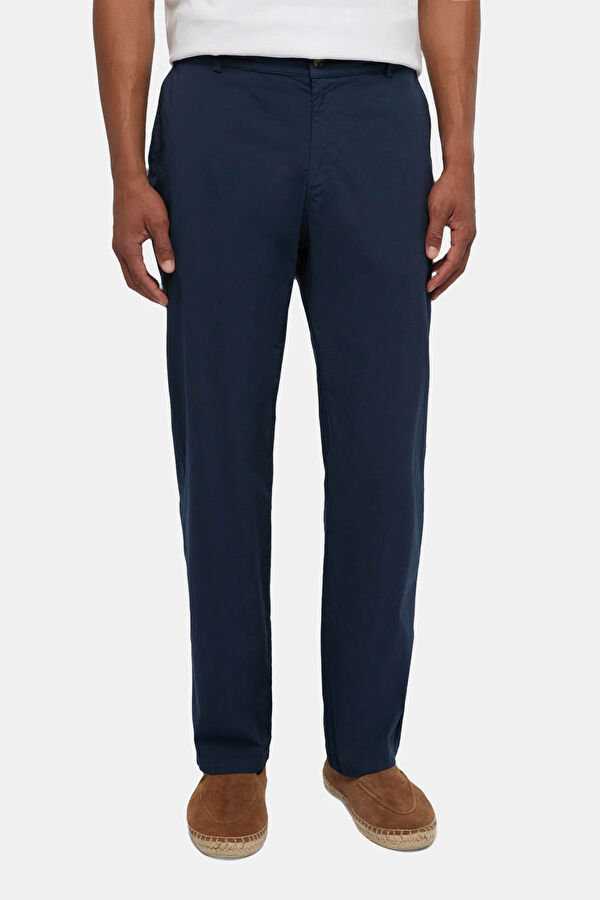 Relax Fit Navy Straight Linen Men's Pants 2