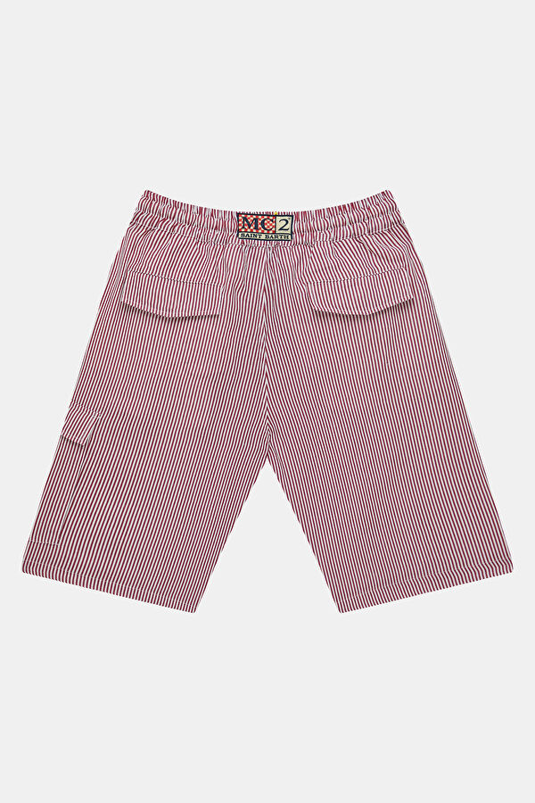 Burgundy Striped Linen Men's Shorts 2