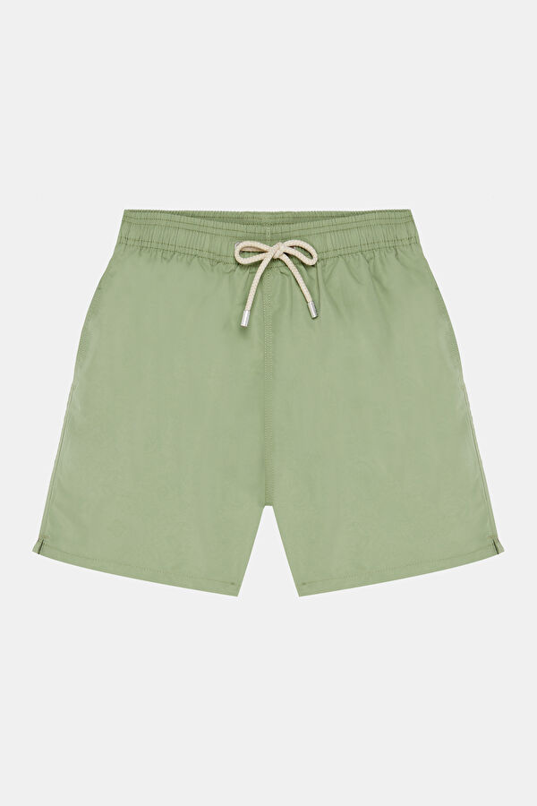 Men's Swimsuit with Mint Pattern and Elastic Waistband