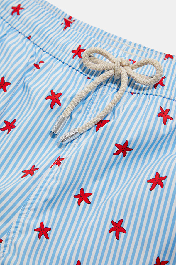 Blue Patterned Elastic Men's Swimsuit 3