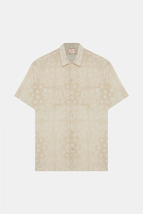 Beige Patterned Men's Shirt