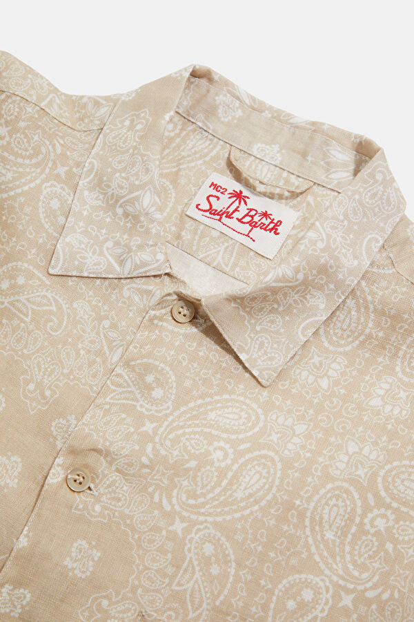 Beige Patterned Men's Shirt 3