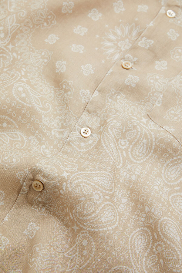 Beige Patterned Men's Shirt 4