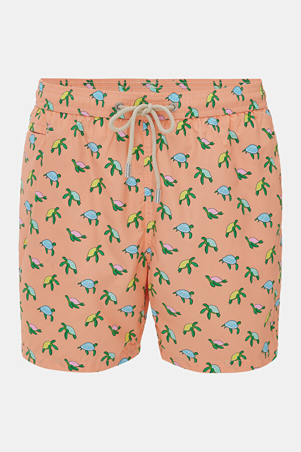 Orange Patterned Elastic Men's Swimsuit