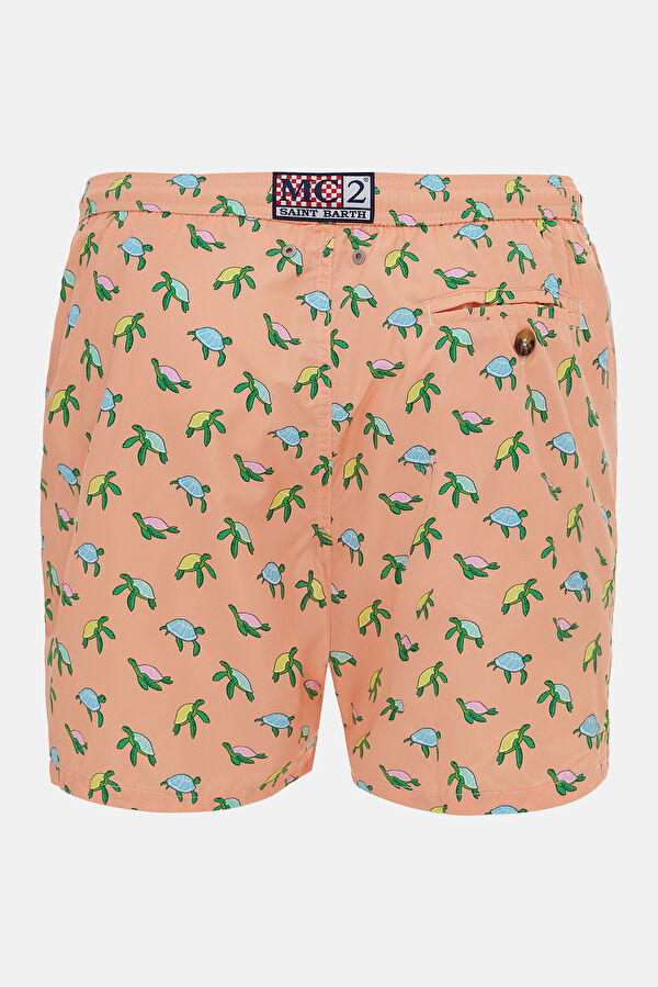 Orange Patterned Elastic Men's Swimsuit 2