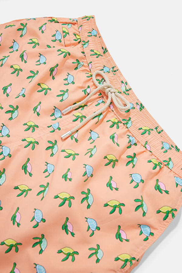 Orange Patterned Elastic Men's Swimsuit 3