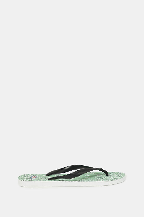 Light Green Patterned Slippers