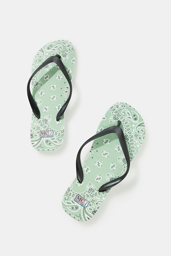 Light Green Patterned Slippers 4