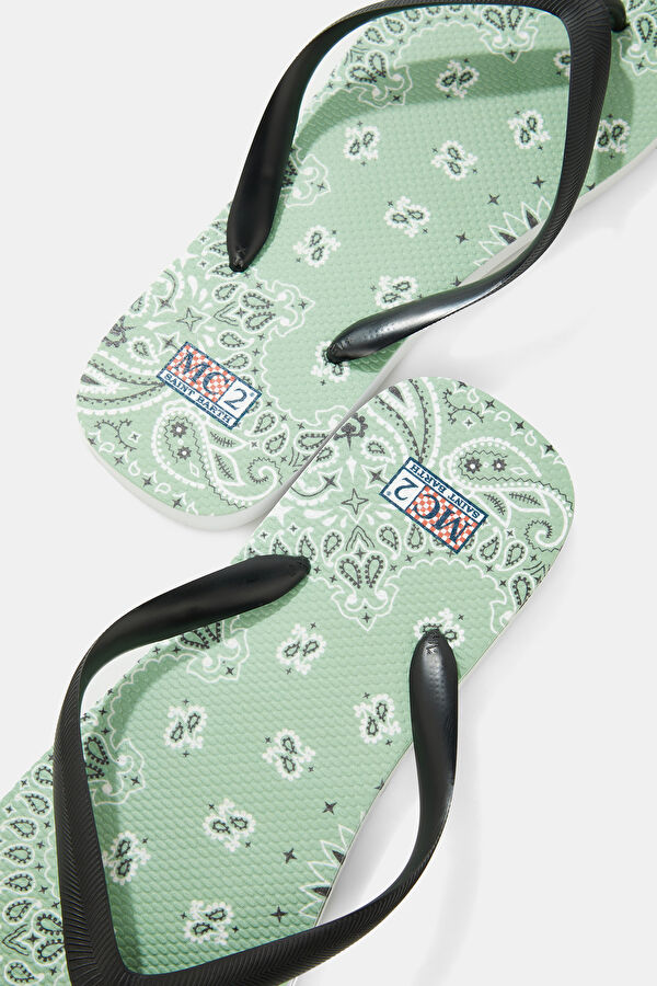 Light Green Patterned Slippers 5