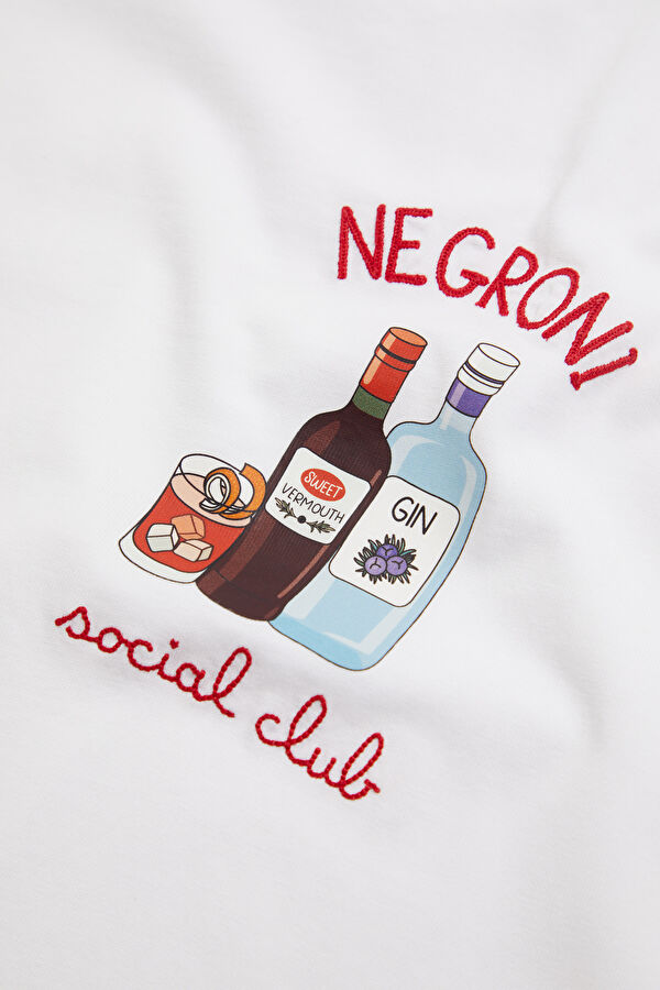 White Crew Neck Printed Men's T-Shirt 4