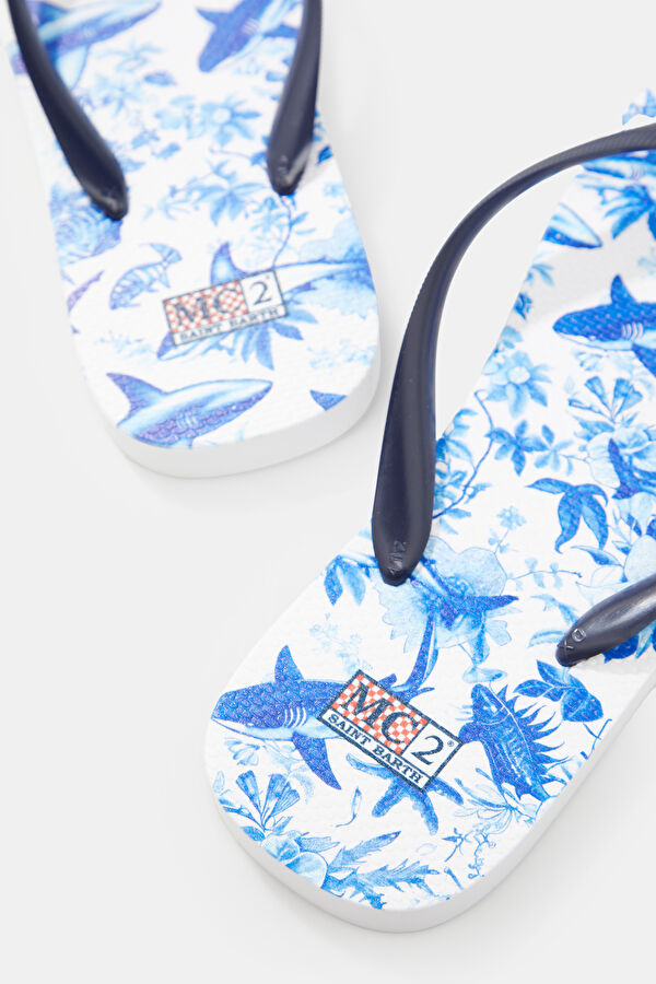Blue Patterned Slippers 5